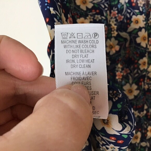 Adrianna Papell Popover Sleeveless Blouse Size S Blue Floral V Neck Work Office - Picture 8 of 8